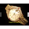 20-Stil Casual Dress mechanische Automatik 26 mm Damen 18 K Gelbgold Präsident Uhr weiß MOP Diamant Rubine251r