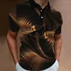 Herrpolos abstraktion Polo skjorta sommar avslappnad tee lös kort ärm överdimensionerad utomhus streetwear camisetas män kläder