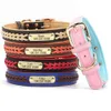 Personalized Dog Collar Leather Padded Dogs Braided Collars Free Engraving Pet ID Tag Nameplate for Small Medium Large Dogs L230620