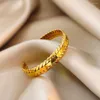 Pulseira Kpop aberta sólida pulseira para mulheres aço inoxidável 316L banhado a ouro IP amuletos joias presente