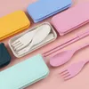 Dinnerware Sets Spoon Fork Chopsticks Wheat Straw Detachable Cutlery Kit Portable Travel Lunch Tableware Students Kitchen Accessories