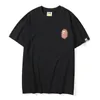 A Bathing Ape Camisa Verão Masculina Branca Casual Costas Desenho Animado Estampado Gola Redonda Solta Camiseta preta Bathing Ape