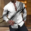 Mäns casual skjortor mode tröja krage långärmad linje 3d tryckt gata utomhus högkvalitativ tyg 2023 fest topp