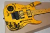 Tienda personalizada de alta calidad KH-2 Kirk Hammett Ouija trastes de guitarra amarilla Guitarra hardware negro al por mayor