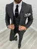 Мужские костюмы Blazers Fashion Dark Grey Plaid 3pcs Men Wedding Prom Tuxedo PartyEvening Ужин и деловые повседневные наборы мужского пиджака 230728