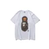 Koszulka koszulka małpy Summer Nowa modna zupełnie nowa lampart kreskówka krótkie rękawy mężczyźni damskie luźne okrągły szyję małpa koszulki białe