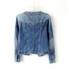 Kvinnors jackor Autumn Women Denim Jacket Långärmad avslappnad jeansjacka Bomber Vintage Kort jacka Ytterkläder 6xl P1019 230727