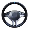 Housse de volant de voiture cousue à la main en cuir véritable noir daim pour BMW E46 325i E39 E53 X5221p