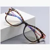 Solglasögon Fashion TR90 Cat Eye Anti-Blue Light Ladies Glasses Frame Stor Metal Spring Leg Women Recept Mirror