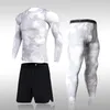 Autres articles de sport Camouflage à séchage rapide Ensembles de course pour hommes Costumes de sport de compression Collants maigres Vêtements Gym Rashguard Fitness Sportswear Hommes 230727