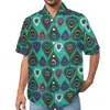 Men's Casual Shirts Red Peacock Feathers Cute Animal Beach Shirt Hawaiian Aesthetic Blouses Male Printed 3XL 4XL