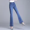 Frauen Jeans 2023 Frühling Und Herbst Hochwertige Hohe Taille Schlank Micro Flare Elastische Breite Bein Casual Hosen