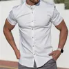 Camicie casual da uomo Camicia tinta unita a maniche corte alla moda Abito da lavoro sociale da uomo super slim fit Marchio per uomo Morbido e confortevole