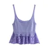 Tanques de mujer Camis BMZRLJY Pure Desire Temperament Sexy Primavera y verano Purple Laceup Lace Edge Decoración Chaleco de tirantes de punto Top Mujer 230727