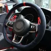 Coprivolante per auto cucito a mano in alcantara intero per Volkswagen VW Golf 7 GTI Golf R MK7 VW Polo GTI Scirocco 2015274C