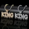 Pendant Necklaces TopBling Hip Hop A-Z Custom Letter Pendant Necklace Droplet Charm Crown Clasp 18K True Gold Plated Jewelry 230727