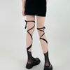 Women Socks Jk Tie Lace Fishnet Stockings Irregular Split-toe Calf Women's Middle Tube Straps Summer Sexy Long Japanese