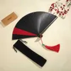 Chinese Style Products Black Small Handmade Compact Folding Bamboo Fan Ornament Dance Fan Fan