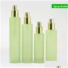 Butelki do pakowania matowe zielone szklane butelki sprayowe słoiki kremowe puste kosmetyczne pojemniki 20 ml 30 ml 40 ml 60 ml 100 ml 120 ml z DHQD9