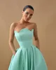 Elegante Verde Menta Vestidos de Baile Linha A Vestido de Noite Sem Alças Folho Dividido Formal Vestido de Festa Longo para Ocasiões Especiais