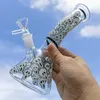 8 Inch Glow In The Dark Glass Bong Skull Hookah Smoking Water Pipe Bubbler +Bowl