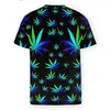 Camisetas masculinas TShirts Wet Paint 420 Liquid Pot Leaves On Black Impresso em 3D Respirável Manga Curta Poliéster Harajuku Tops Streetwear