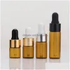 Packing Bottles Amber Mini Glass Bottle 1Ml Ambers Sample Vial Small Essential Oil With Glasses Eye Dropper Drop Delivery Office Schoo Otqep