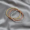 Strand Handgjorda kvinnors 3mm guldpläterade pärlor armband uttalande runt stretch armband kvinnliga smycken grossist