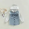 Jassen FOCUSNORM 04Y Kid Jongen Herfst Jas Jas Lange Mouwen Capuchon Zakken Knoppen Kleur Patchwork Denim Uitloper 3 Kleuren J230728