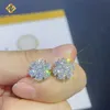 Joyería de plata de lujo Tornillo Volver 18k Chapado en oro 925 Plata de ley Vvs Moissanite Diamond Stud Pendientes