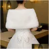 Scarves Elegant Women Jackets White Black Faux Fur Accessory Bridal Shawl Wraps Cape Winter Evening Party Coat Cloak Drop Delivery Fas Dhsqu