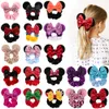 Cartoon Mouse Ear Velvet Large Intestine Ring Sequin Bowknot Children's Amusement Park Party Theme Versatile Hair Ornament Hair Ring