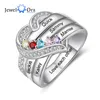 Bröllopsringar 925 Sterling Silver Personlig 1-8 Namn Carved Ring With Birthday Stone Set Wedding Heart Ring Lämplig för kvinnors mors dag gåva 230728