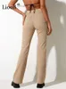 Damskie dżinsy damskie brązowe dżinsy na wysokim talii dżinsy proste nogi z kieszeniami ubrania uliczne seksowne ciasne spodnie dżinsowe Z230728