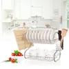 Kitchen Storage 2 Tiers Sink Dish Drainer Drying Rack Bowls Plates Basket Stainless Steel Tableware Cutlery Accessories