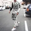 Men's Tracksuits 2023 Spring And Autumn Clothes Black White Design Elements Tracksuit Long-Sleeved 2-Piece Set Original Oversized