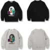 A Bathing A APE Men's letter towel embroidered round neck plush sweater