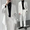 Mäns kostymer blazers korea lös stil män våren sommar avslappnad vit svart grå dubbel breasted ungdomsdräkt prom kostym homme jackapant 230728