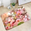 Tapis de bain fleurs roses tapis de salle de bain fleur de cerisier pêche plante Floral tapis antidérapant flanelle décor à la maison cuisine porte allée tapis