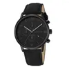 Armbandsur 2023 Men's Casual Fashion Business Sports Watch Genève Leather Strap Calender Quartz Transport Relj Hombre Montre Homme