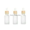 Packing Bottles 10Ml 15Ml 20Ml 30Ml 50Ml Frosted Glass Dropper Bottle With Imitated Bamboo Cap Liquid Vials For Cosmetic Per Drop Deli Othgk