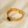 Странд из нержавеющей стали PVD 18K Золото с золотой плач водонепроницаемые Balck Stone Watch Bange Bangle для женских ювелирных украшений Оптовые модные