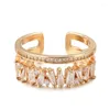 Pierścionki ślubne WBMQDA Fashion 585 Rose Gold Kolor Naturalny cyrkon otwarty pierścień dla kobiet codziennie drobne akcesoria luksusowa modna krystaliczna biżuteria