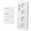 Smart Power Plugs 10A/16A Power Strip Tuya Smart Plug Power Strip Extension Cord Smart Home EU Socket Work with Alexa HKD230727