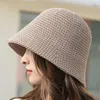 Chapeaux à large bord dames été japonais en forme de cloche chapeau de seau à la main papier paille tissé creux pêcheur soleil