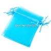 Emballage cadeau 100 pièces bijoux sacs emballage dessinable bleu Organza 7x9 9x12 10x15 13x18 Sachet décor de mariage Ship270b