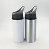 Bouteilles d'eau Logo personnalisé bouteille de sport avec paille à boire Sublimation blanc Gym cyclisme randonnée Drinkware 600ml