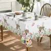 Table Cloth Easter Waterproof Rectangle Tablecloth Spring Flower Bunny Table Cover for Party Picnic Dinner Decor Easter Decoration 2023 R230726