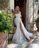 3D-Blumen-Hochzeitskleid, schulterfrei, herzförmiger Ausschnitt, Brautkleider mit seitlichem Schlitz, Vintage-Applikationen, Boho-Robe de Mariee für Frauen