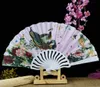 Kinesiska stilprodukter Elegant Peony Paony Painted Hand Folding Fan Floweral Cloth Stage Fan Gift Wedding Party Dance Fan